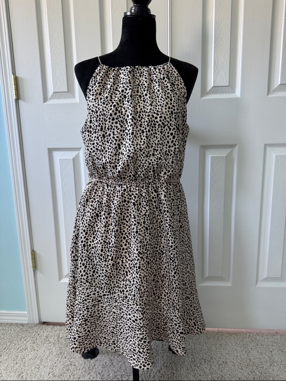 She and Sky Strapless Black and Cream Printed Sundress